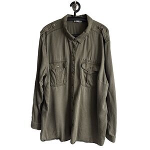 Dex Mens Button Green Long Sleeve Shirt Size 3X Outdoors Casual Classic Timeless